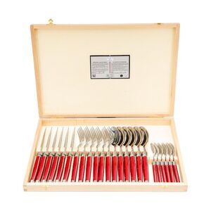 Jean Dubost Laguiole 24Pc Flatware Set, Red
